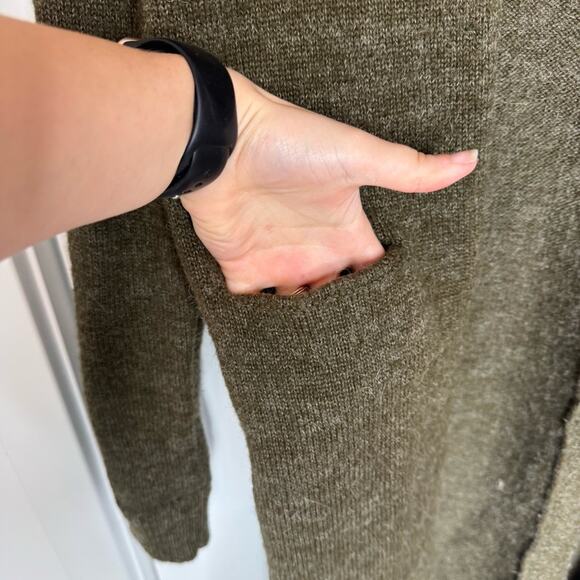 ACHRO Alpaca Wool Blend Longline Cardigan Sweater Olive Green Size Medium - Picture 4 of 6